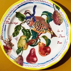Anthropologie Nathalie Lete 12 Days of Christmas Dessert Plate Partridge pear